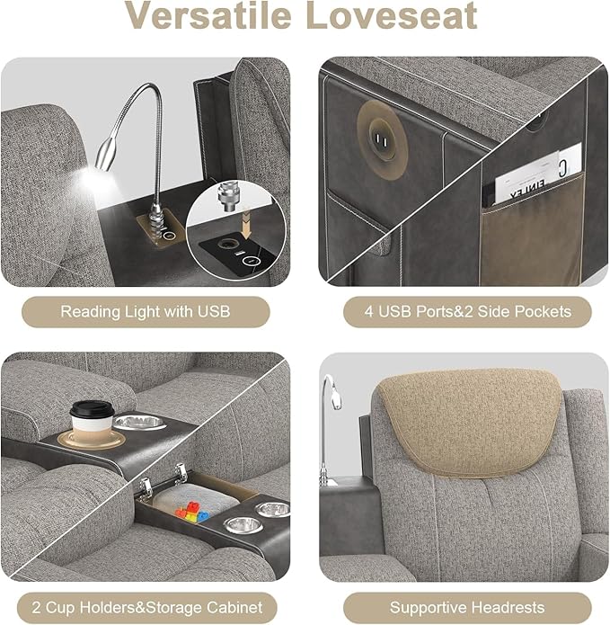 Dresegmt 4 Seat Recliner Sofa, Manual Recliner Couch