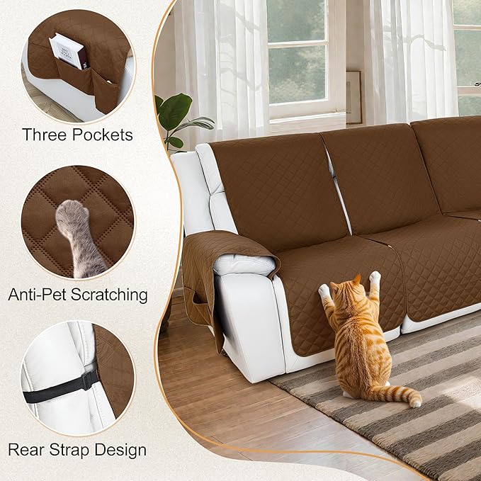 HDCAXKJ 100% Waterproof Reclining Sectional Couch Covers L Shape Recliner Sofa
