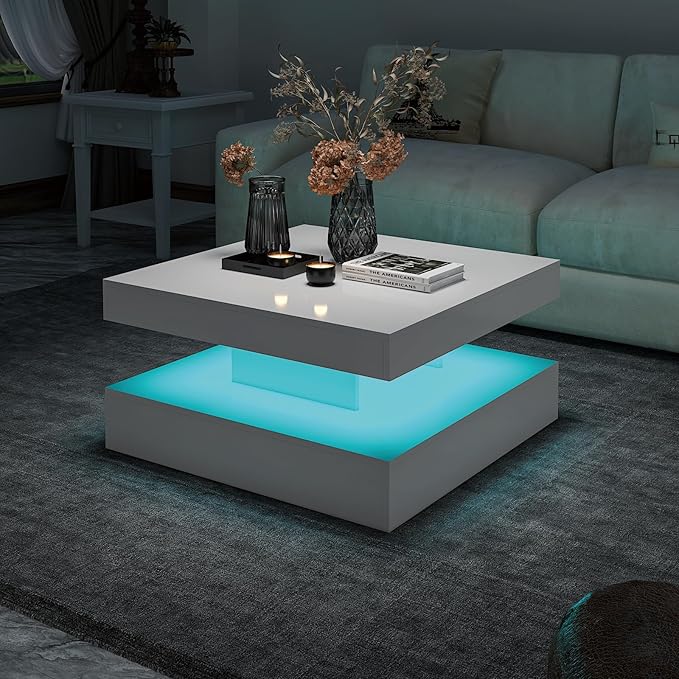 HedoAjim White LED Coffee Table