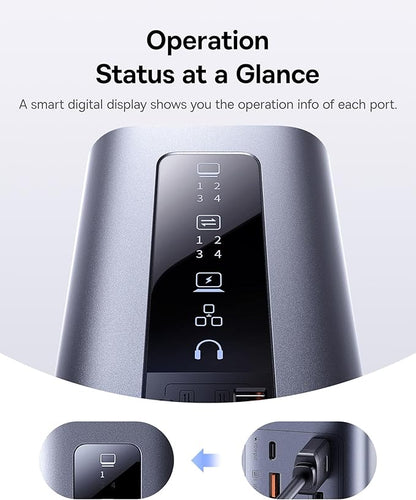 Baseus Laptop Docking Station, 11 in 1 Triple 4K Display HDMI/DP, 10Gbps USB A/C Fast Data, PD 100W, Ethernet, Audio, USB C Docking Station for Windows/Dell/HP/Lenovo/Asus/Acer/Mac (Include Charger)