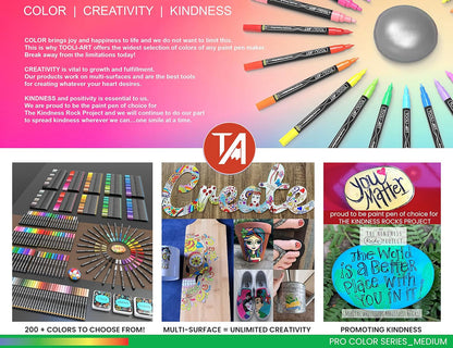 TOOLI-ART 22 Acrylic Paint Markers Paint Pens Pro Color Series Set 3mm Medium Tip for Rock Painting, Glass, Mugs, Wood, Metal, Glass Paint, Canvas, DIY. Non Toxic, Waterbased, Quick Drying (GREENS)