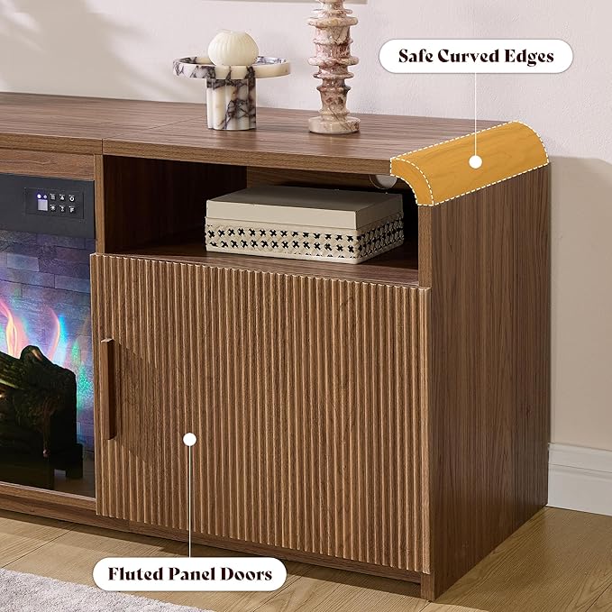 AMERLIFE 70" Fluted Fireplace TV Stand