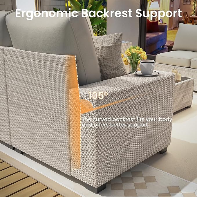 olimix 8 Piece Outdoor Patio Furniture Set, Outdoor Sectional Furniture