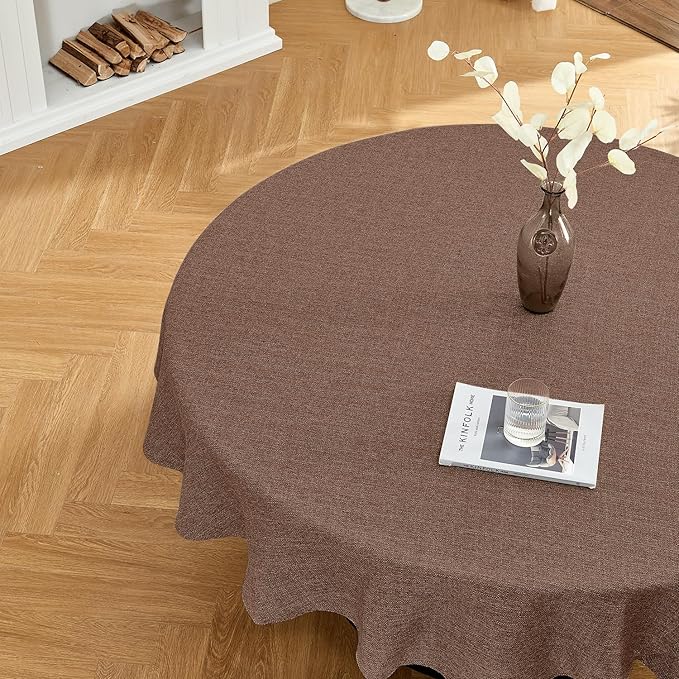 BALCONY & FALCON Round Tablecloth Washable Wrinkle Resistant and Water Proof