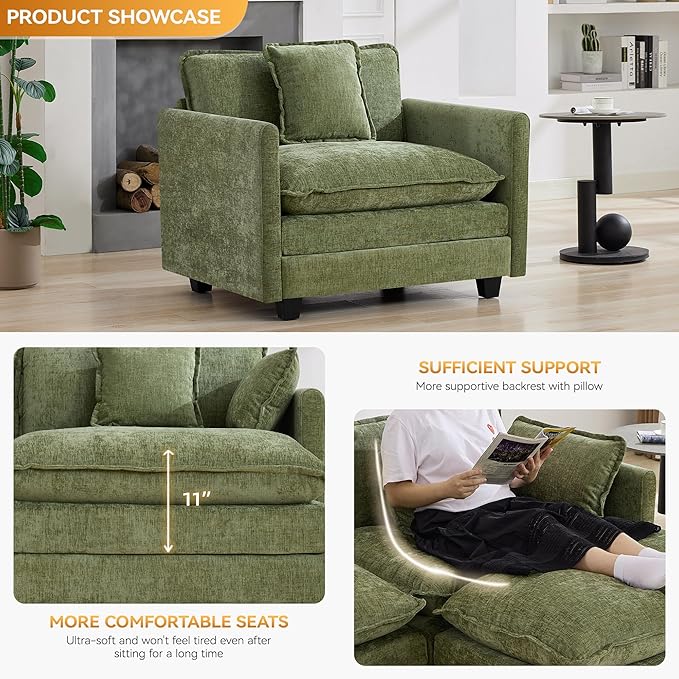 WUTUTUEE 41'' Modern Chenille Oversized Chair, Upholstered Accent Living Room