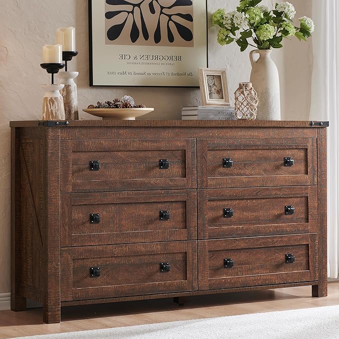 T4TREAM Farmhouse 6 Drawers Dresser