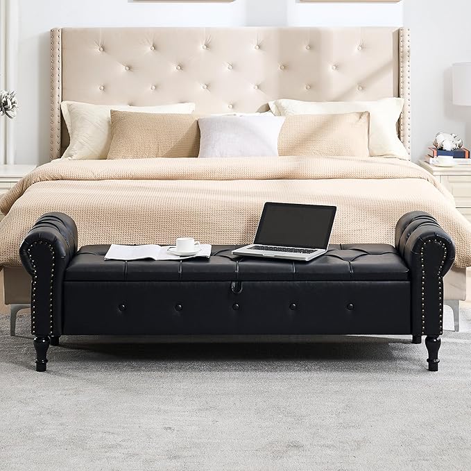 67" Storage Bench for Bedroom, End of King Size Benches