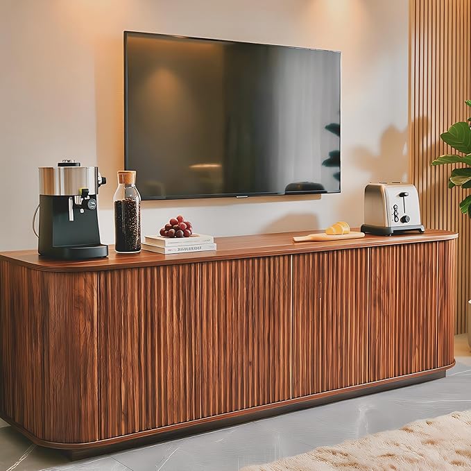 64" Fluted TV Stand for TVs up to 75 inch, Modern Entertainment Center