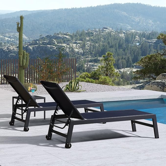 PURPLE LEAF Outdoor Patio Chaise Lounge Set 4 Pieces Pool Lounge Sunbathing