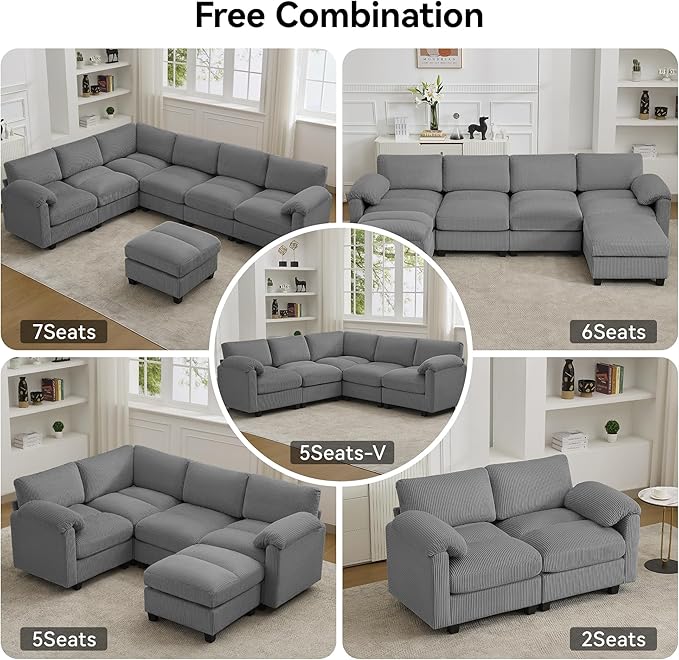 114'' V-Shaped Sectional Cloud Couch