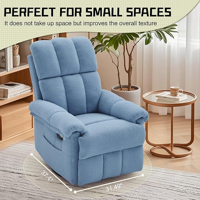 Korser Recliner Chair, Swivel Rocker Recliner Chair