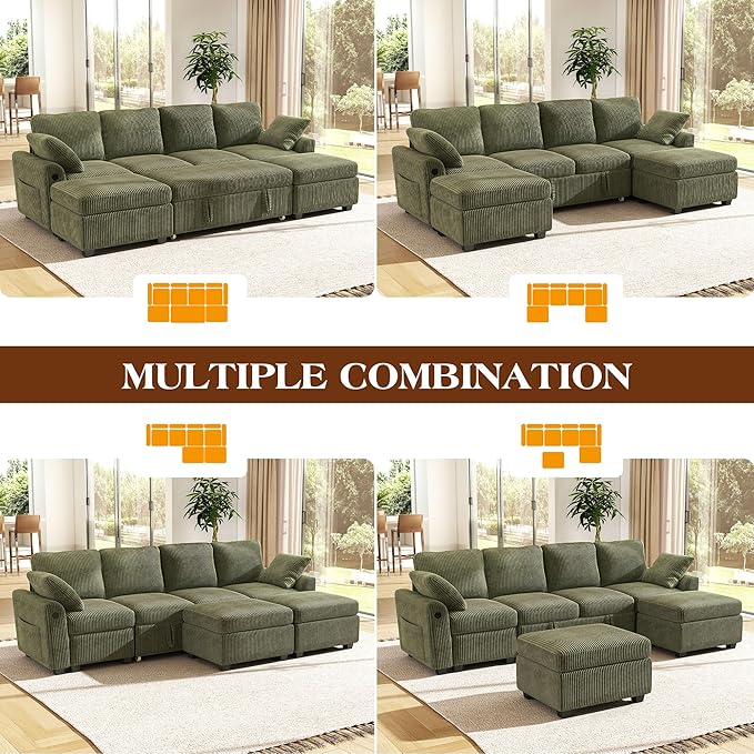 Ihanherry 6-Seater Large Sectional Sofa Bed