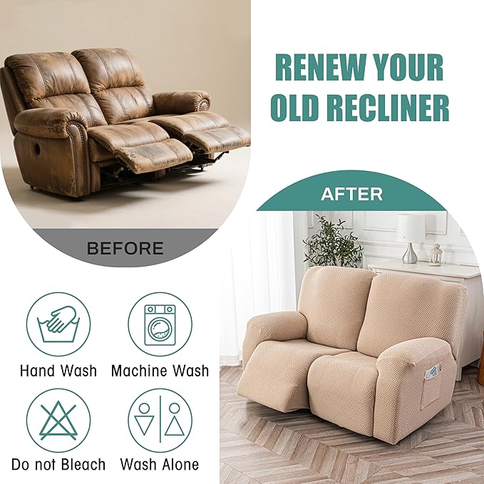 Genina Recliner Loveseat Cover Stretch Couch Covers Sofa slipcover