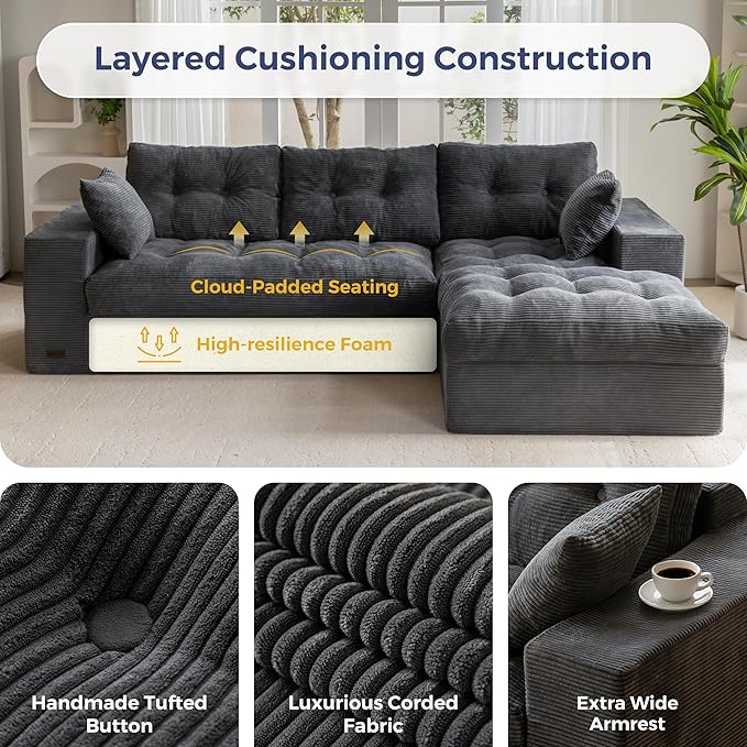 MAXYOYO 104" L Shaped Modular Sectional Sofa