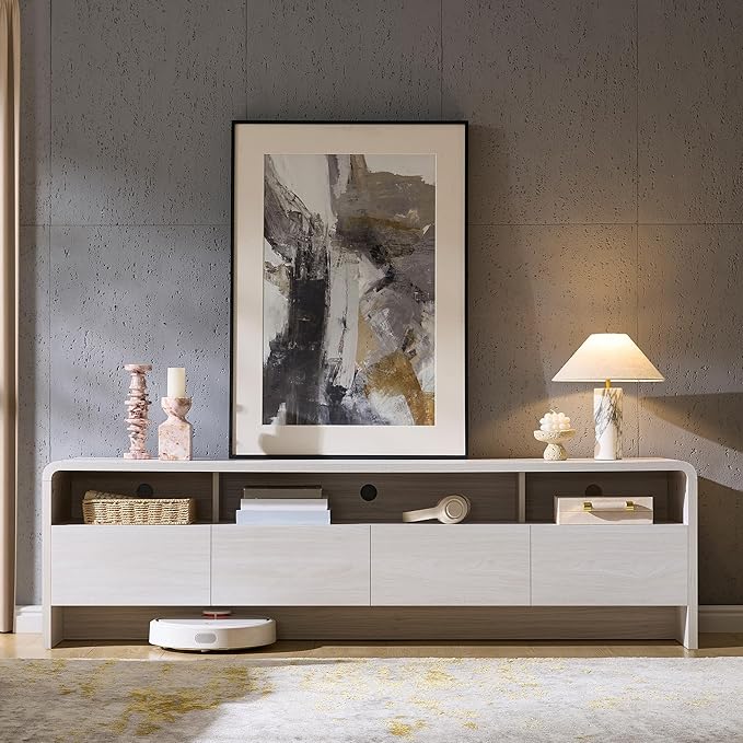 AMERLIFE 70" Modern TV Stand for TVs Up to 80", Wood TV Console