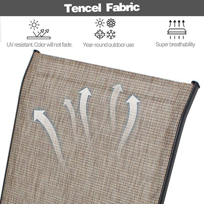 Patio Chairs Set of 4, Stackable Outdoor Dining Chairs for All Weather Textilene Fabric & Metal Frame, Outdoor Chairs Set for Backyard Deck Garden (Brown, Set of 4)
