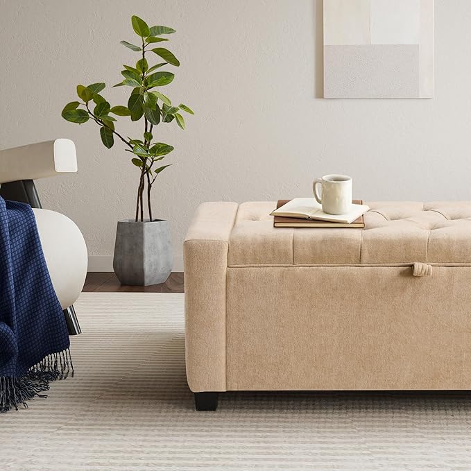 GRAINELL Storage Ottoman Bench, Upholstered Tufted Bedroom Bench
