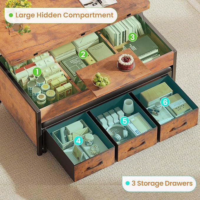 Itaar Lift Top Coffee Table Set, Center Table