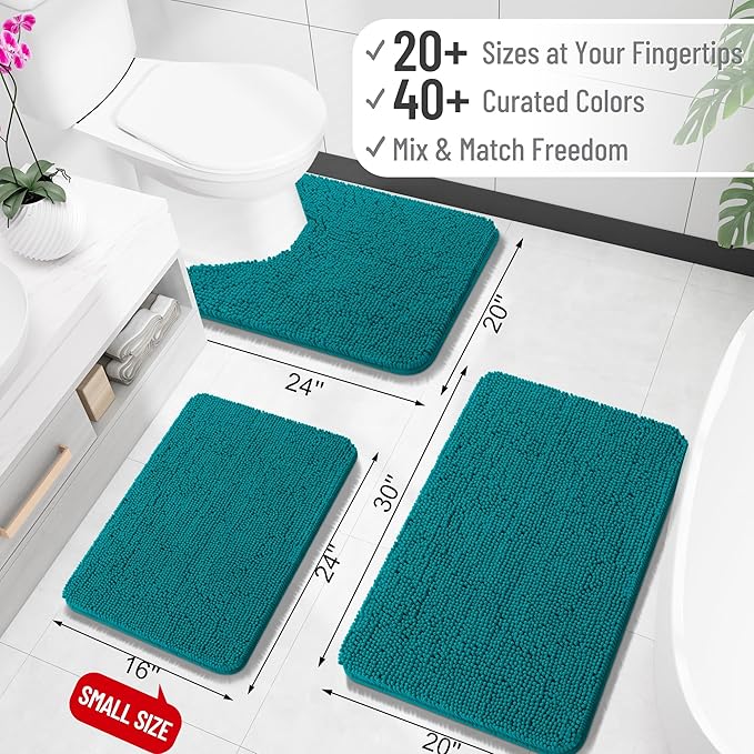 OLANLY Large Bathroom Rugs 59x35, Extra Soft Absorbent Chenille Bath Rugs, Rubber Backing Quick Dry, Machine Washable Bath Mats for Bathroom Floor, Tub and Shower, Home Decor Accessories, Deep Lake