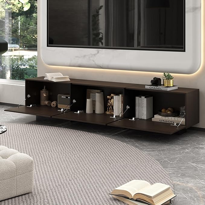 AIEGLE 71.7" W TV Stand with 3 Flip-Down Drawers, Modern Entertainment Center