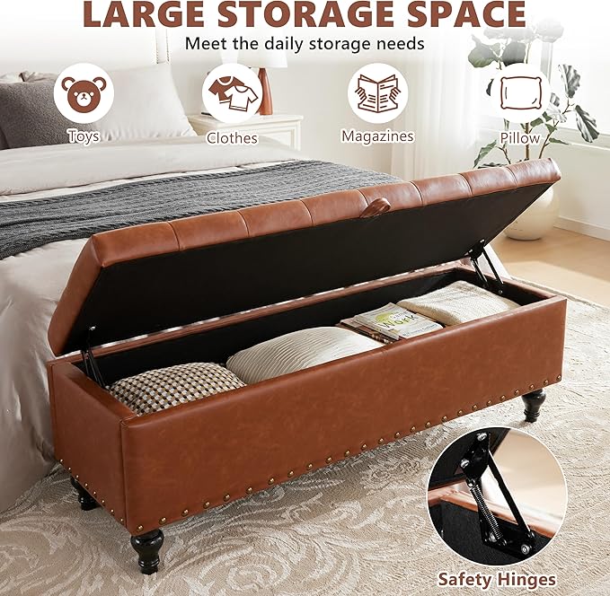 Mangodan 50" Storage Ottoman Bench, Tufted Ottoman
