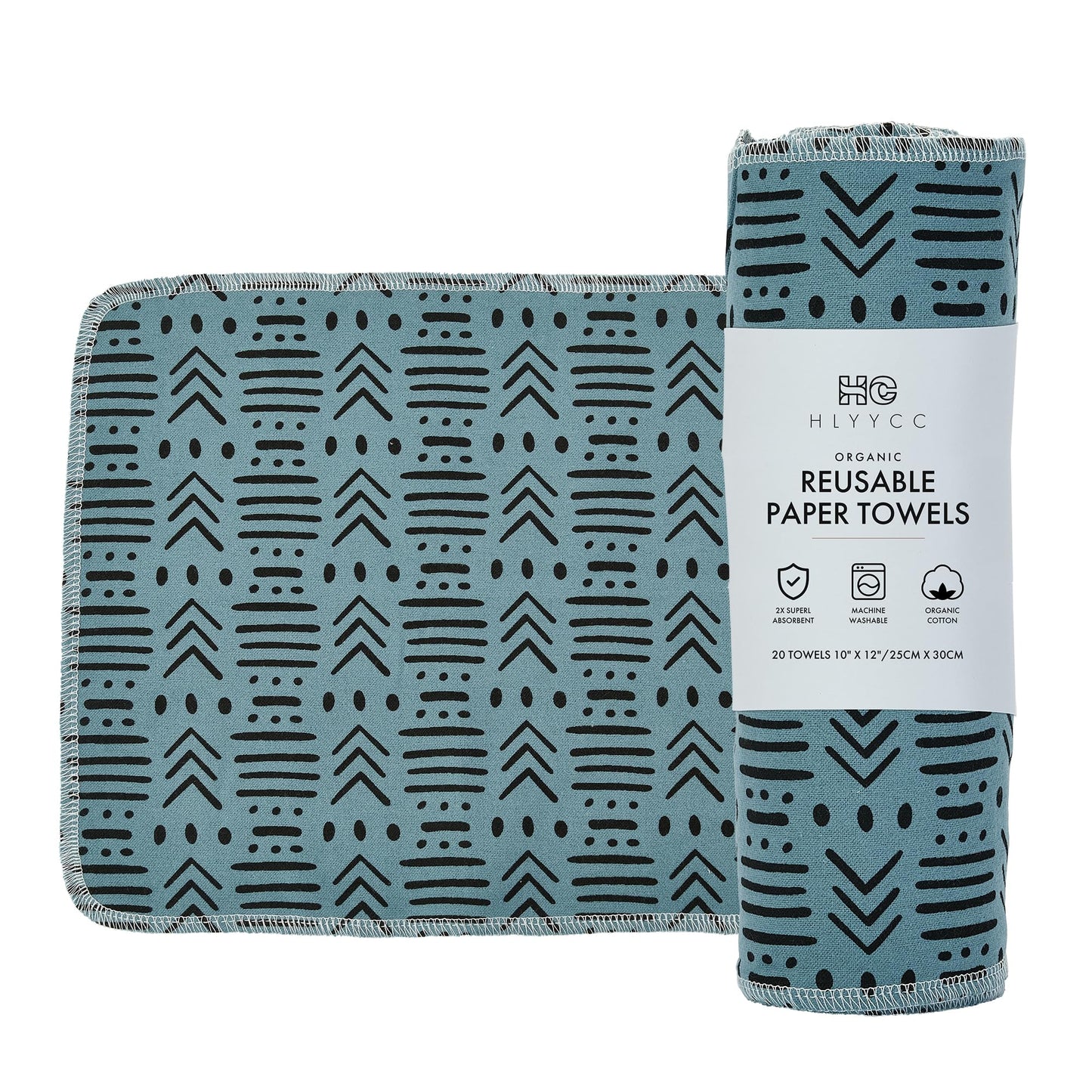 HLYYCC Reusable Paper Towel Rolls 20 Pack,Washable Napkin Cloth Value Set of 20 Pack of Paperless Towel-100% Cotton, Super Soft, Absorbent Made to Last (Nana Point, 9.84 * 11.81)