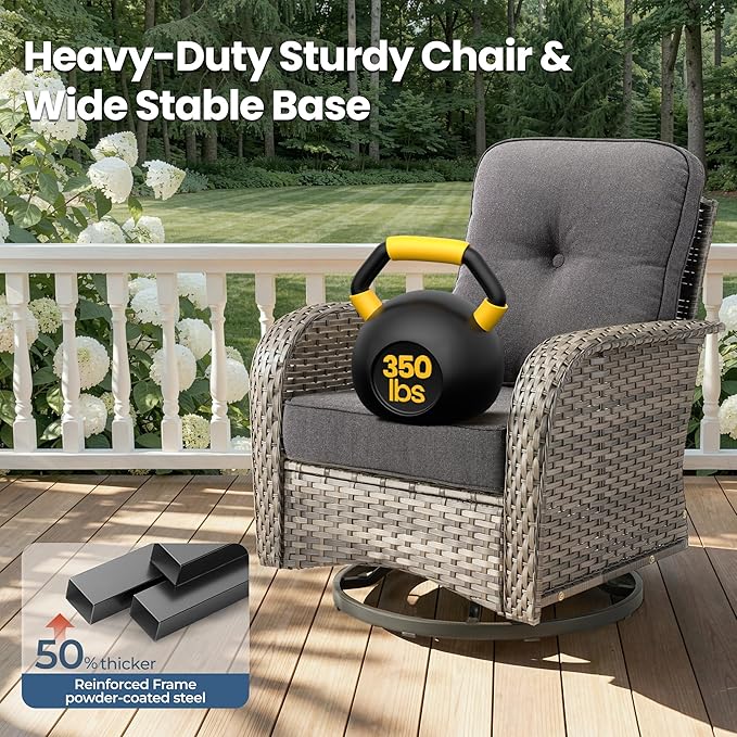 weaxty 5 Pieces Wicker Patio Furniture Set, High Back Swivel Rocker Chairs