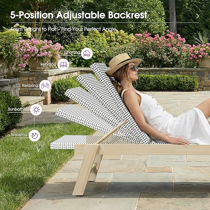 PURPLE LEAF Extra Large Patio Chaise Lounge 2 Pieces French Outdoor Wicker