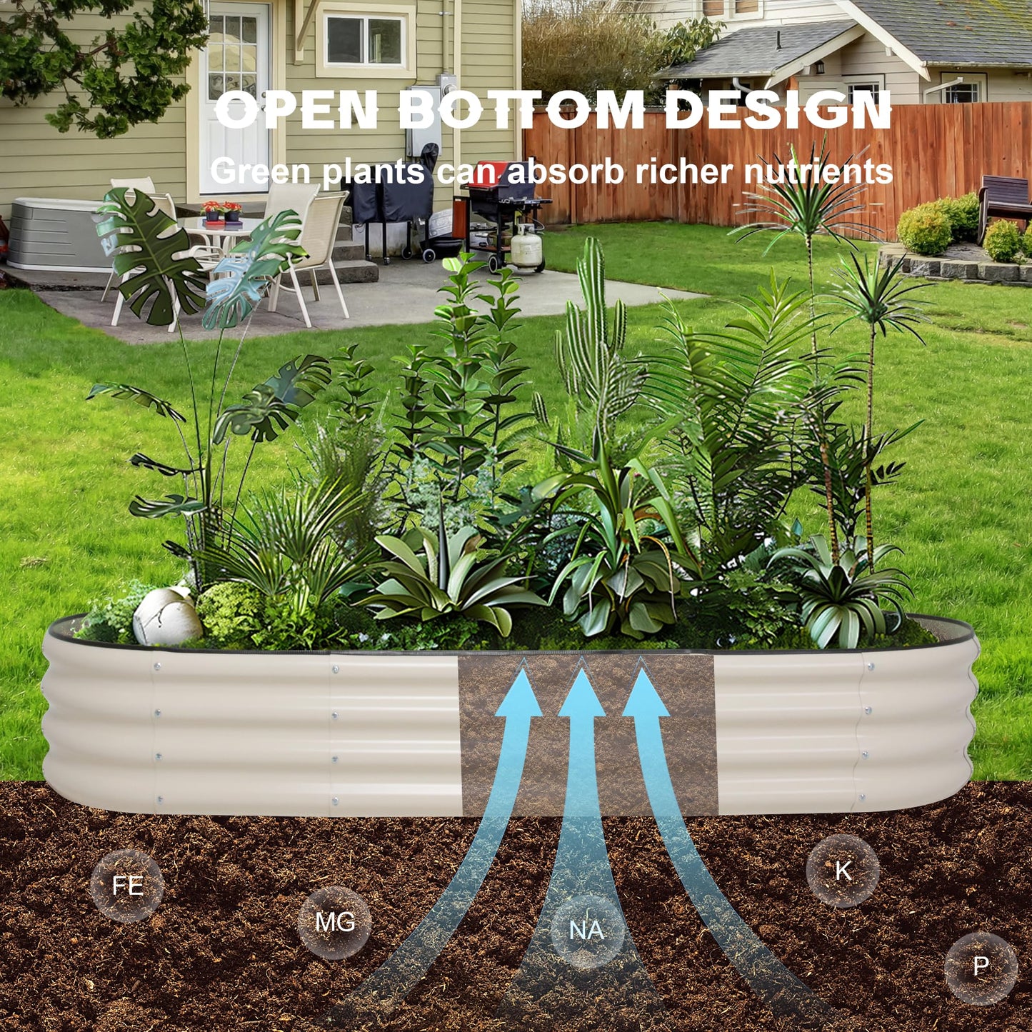 ToBoom Galvanized Raised Garden Bed Kit Outdoor Metal Garden Planter Box for Backyard Gardening, Planting Vegetables, and Patio (70.8"x23.6"x11.8")