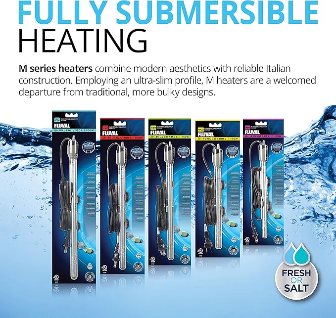 Fluval M 150-Watt Submersible Aquarium Heater – Reliable, Compact Heating with Mirror Technology for Fresh & Saltwater Tanks Up to 45 Gallons