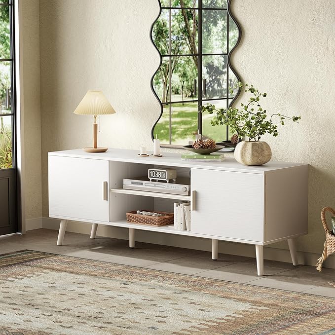 SUPERJARE TV Stand for 55 Inch TV, Entertainment Center