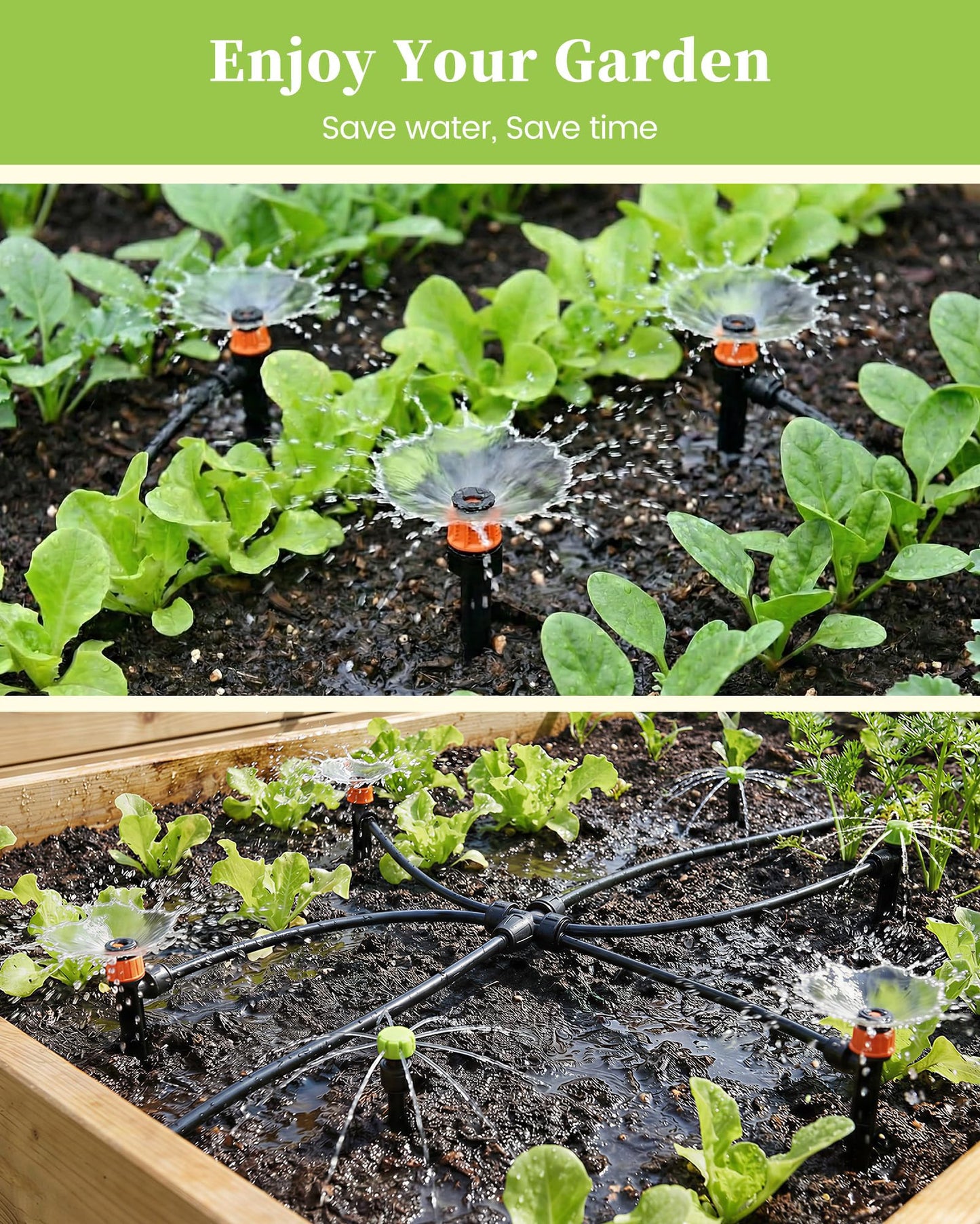 RAINPOINT Drip Irrigation System, Quick-Connect Garden Watering System Kit with Adjustable Emitters for Greenhouse, Garden Grid, Raised Bed, Potted Plants (15 ft Main Tubing + 25 ft Irrigation Tubing)