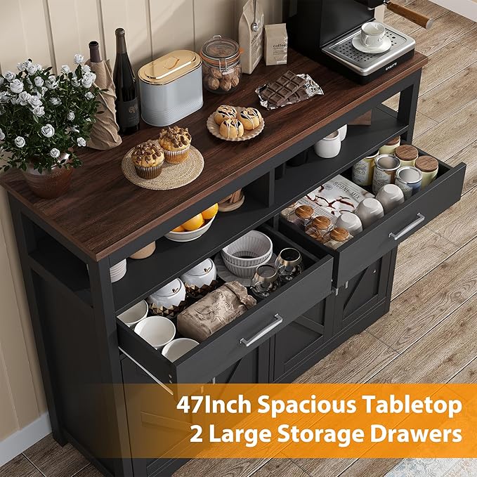 knoworld Buffet Sideboard with Storage Farmhouse with 4 Doors, Dining Room