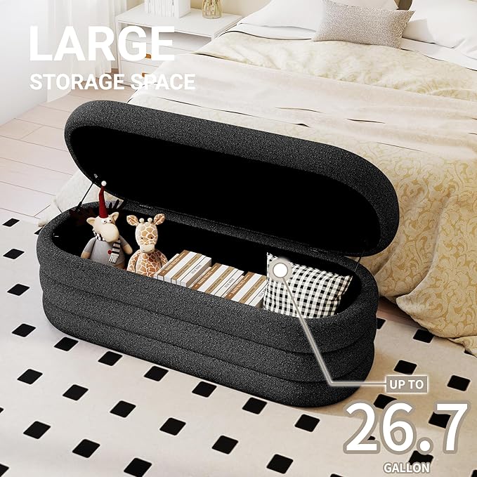 Busaurus Storage Ottoman Bench 49.2 Inch Upholstered Fabric Storage Bench