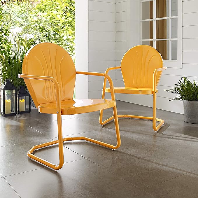 Crosley Furniture Griffith Outdoor Chair, Retro Metal Patio Chairs
