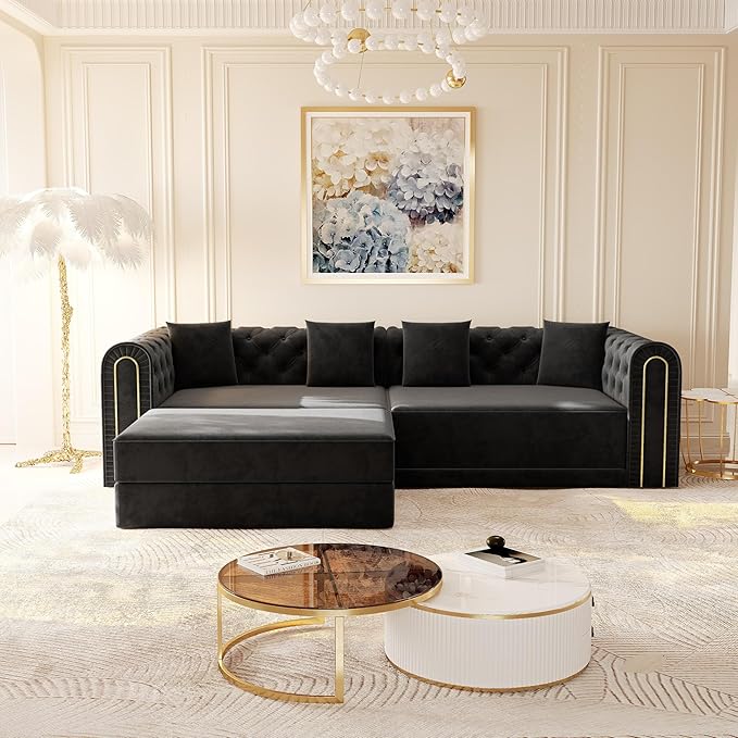 90.6'' Velvet Folding Floor Sofa Bed
