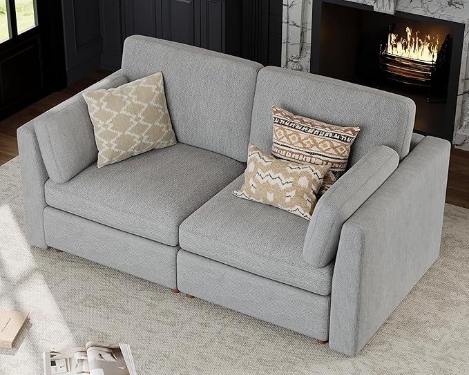 Oversized 2 Seater Modular Sectional Sofa, Solid Wood Frame Sofa, Removable