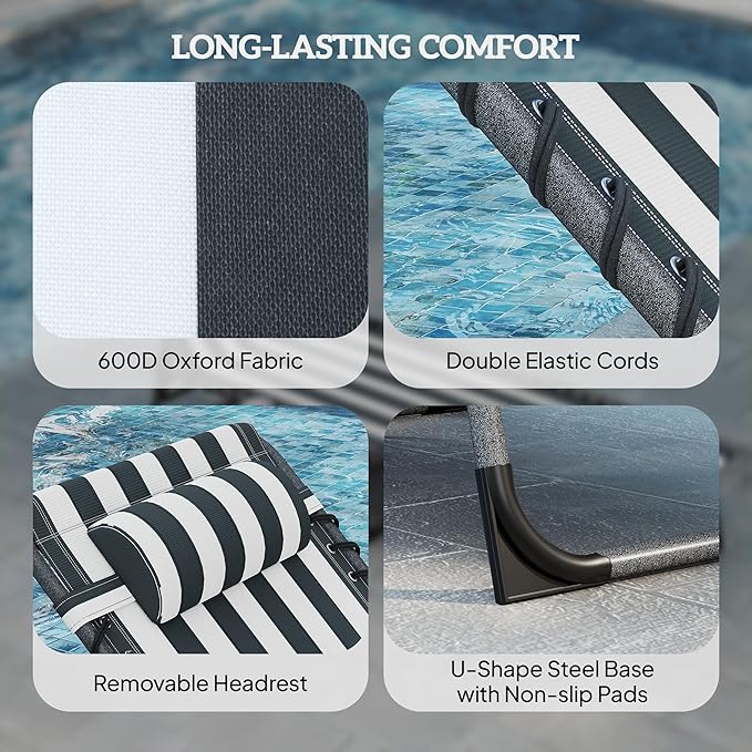 Outsunny Folding Chaise Lounge Chair Outdoor Tanning Chair