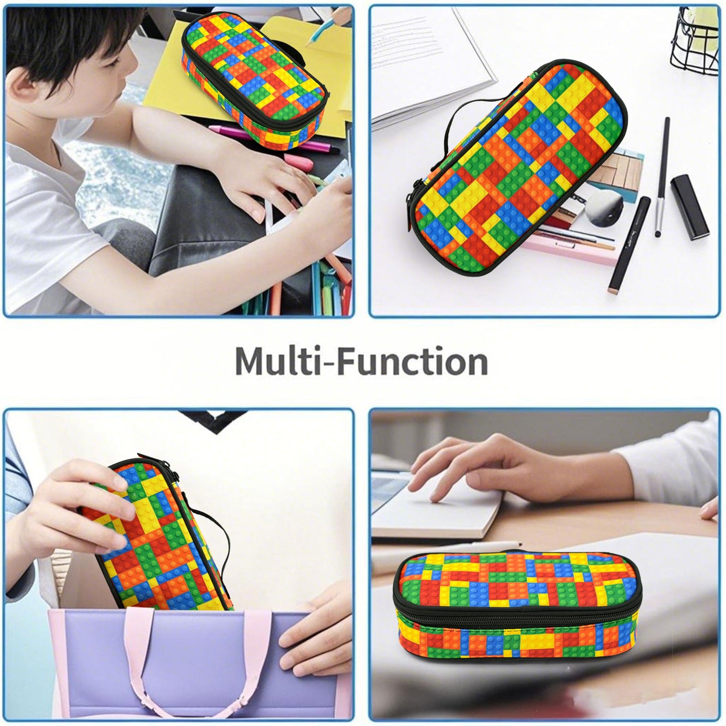 Droerfes Brick Pencil Case Pencil Pouch Large Capacity Pen Bag School Office Organizer Stationery Storage Box For Girls Boys Teen Kids