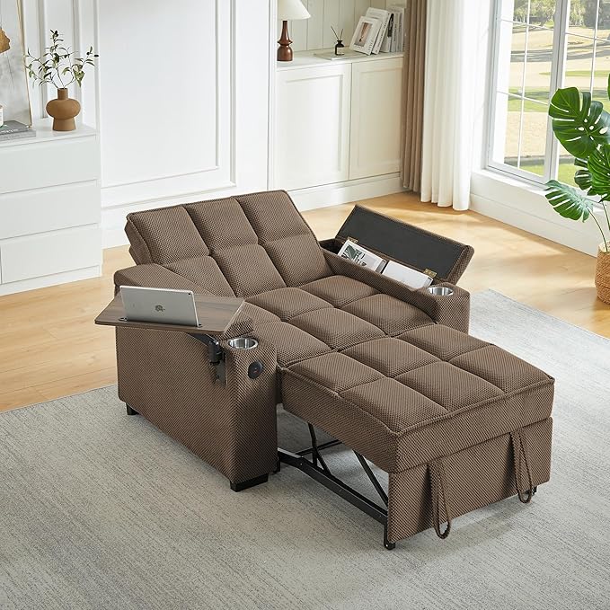 Auvsoce 3-in-1 Folding Convertible Sofa Bed Set of 2, Sleep Couch