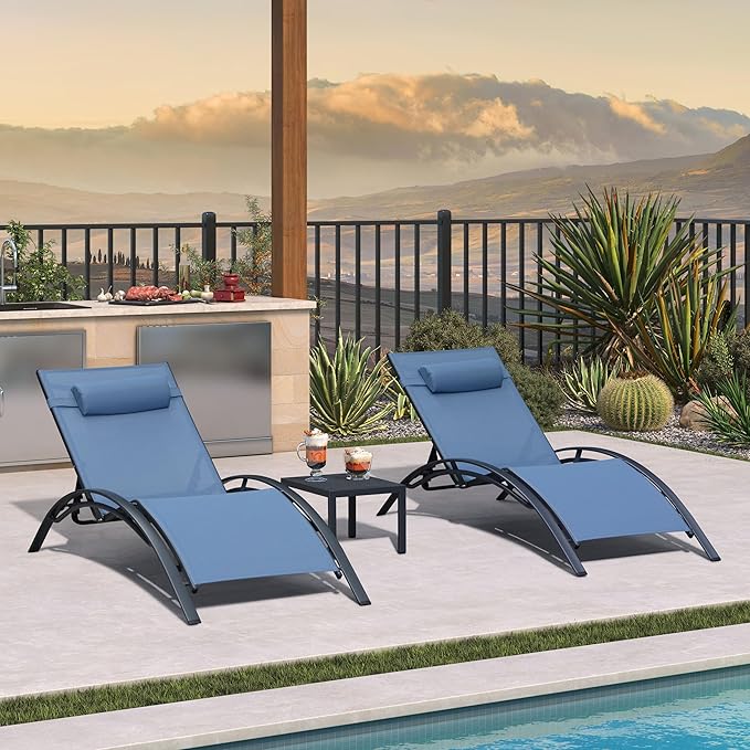 PURPLE LEAF Patio Oversized Chaise Lounge Chair Set