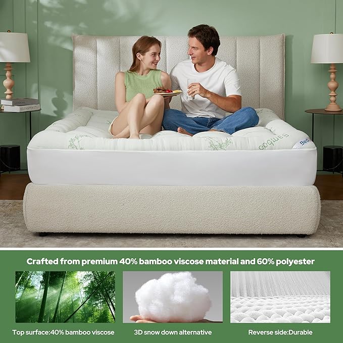 BEDLORE California King Mattress Topper Viscose Derived from Bamboo, Thick