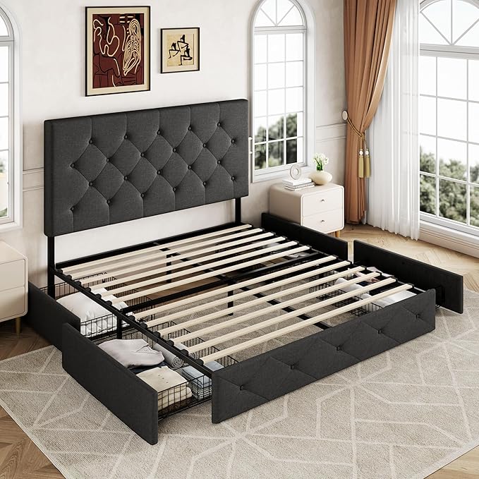 Allewie Upholstered Full Size Platform Bed Frame