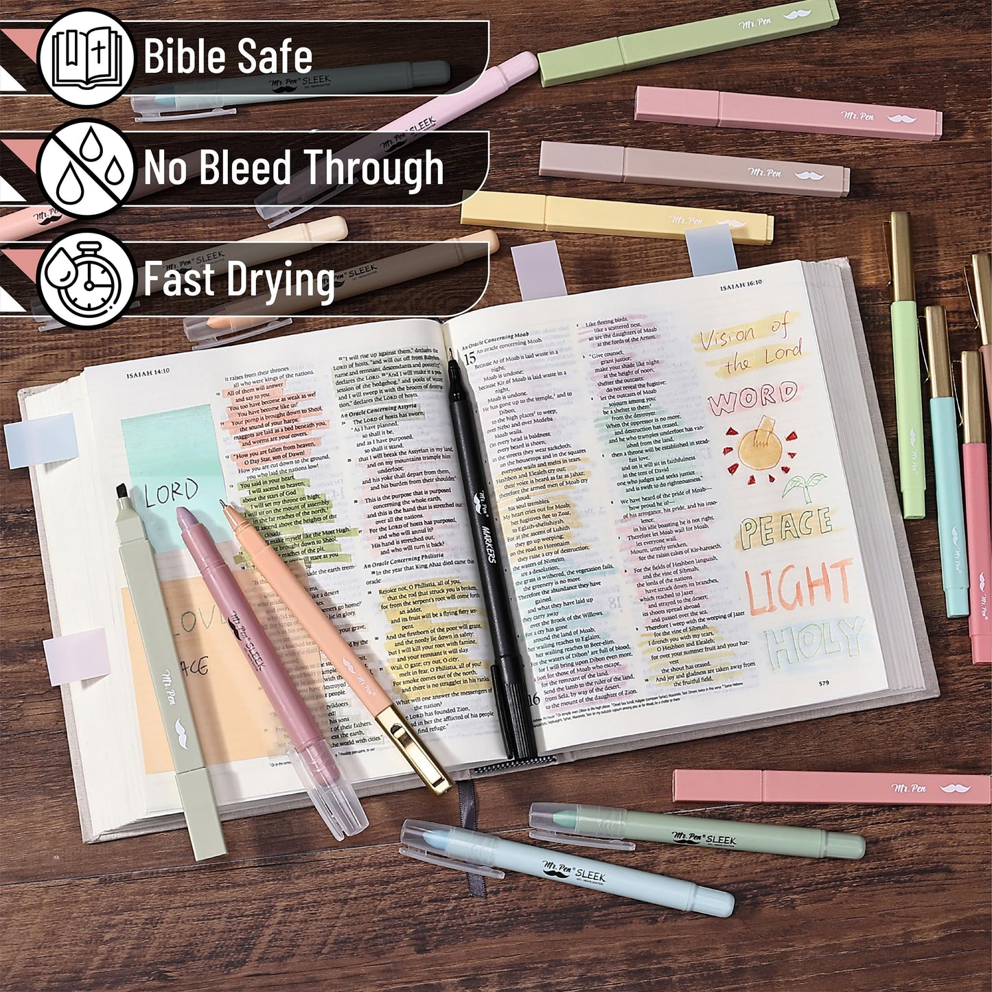 Mr. Pen- Bible Journaling Kit for Women, Bible Highlighters and Pens No Bleed, Pencil Case, Fineliner, Prayer Cards, Tabs, Magnetic Bookmarks, Transparent Sticky Notes, Christian Devotional Gifts
