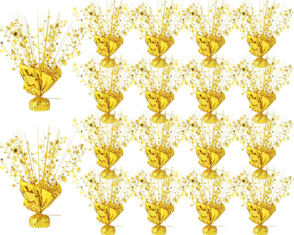 18 Pack 2026 Graduation Table Centerpiece Decoration Metallic Foil Spray Centerpiece Glitter Star Brust Table Topper Decoration for Graduation Birthday New Year Holiday Party Supplies (Gold)