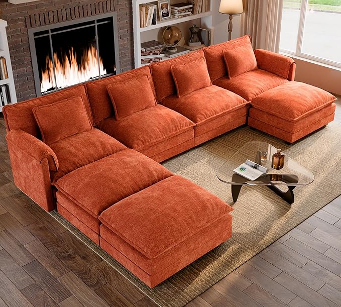 ELUCHANG Oversized 150" Modular Sectional Sofa, Comfy Cloud Couch, U Shaped