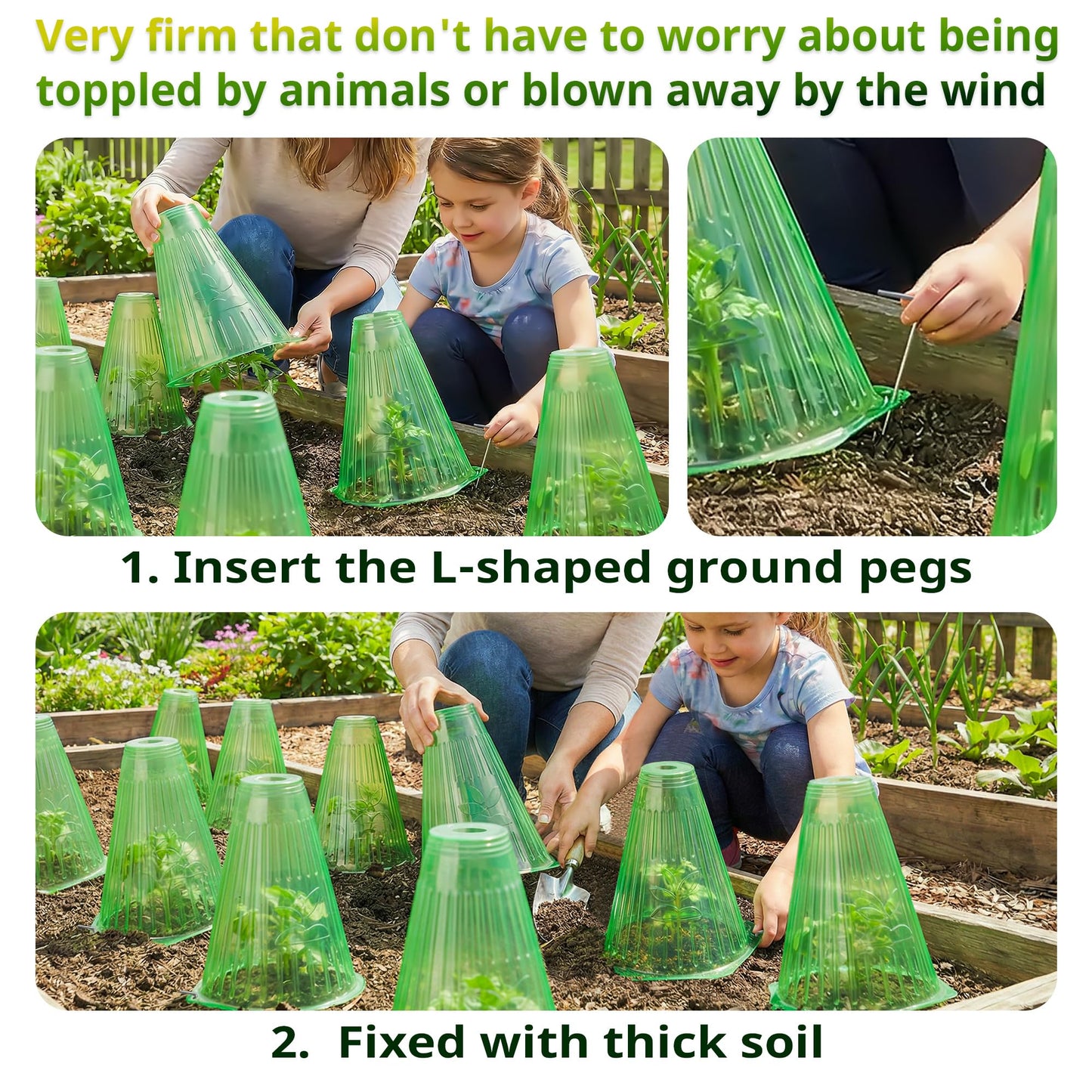 UCandy Pack 20 Garden Cloches for Plants, Reusable Bell Plant Cover with Metal Stakes, Plant Protection Cloches for Potted Plants/Seedlings,Protect Plants from Sun,Birds, Frost