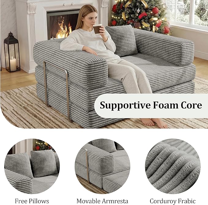 BSHOMGI 4 in 1 Futon Sofa Bed Queen Size
