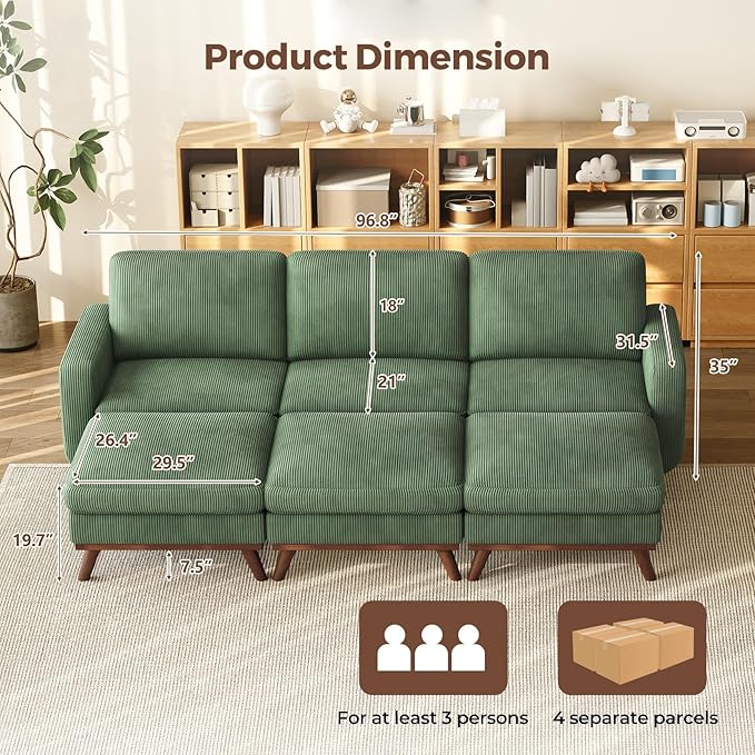 Vesgantti 97" Modular Sectional Sofa Green, Sectional Couch