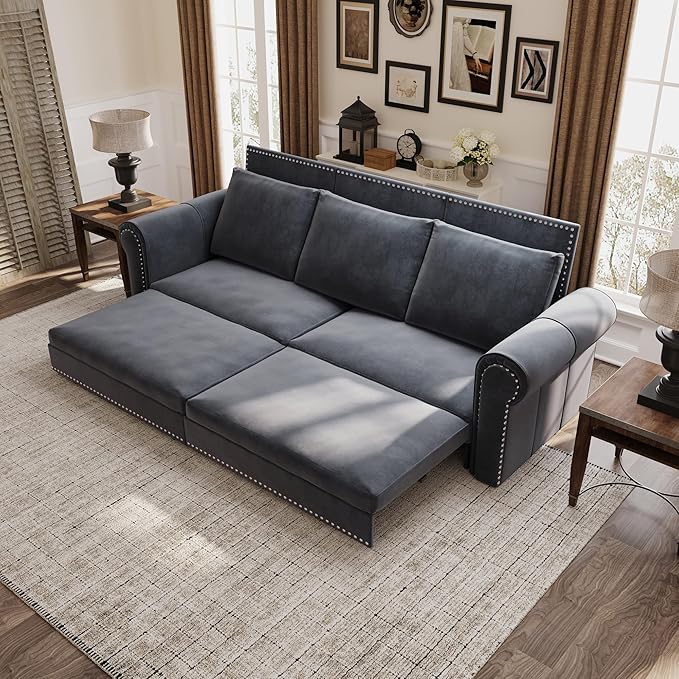 93.7" King Pull Out Sofa Bed, 3 in 1 Convertible Sleeper Sofa Couch 3-Seater